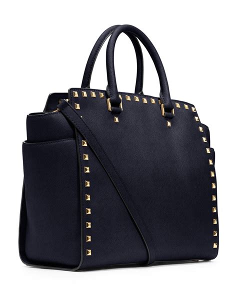 michael kors selma navy tote bag|Michael Kors selma studded.